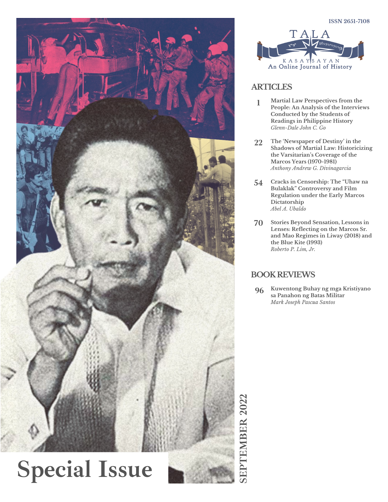 					View Special Issue: Perspectives on Martial Law Fifty Years After (September 2022)
				